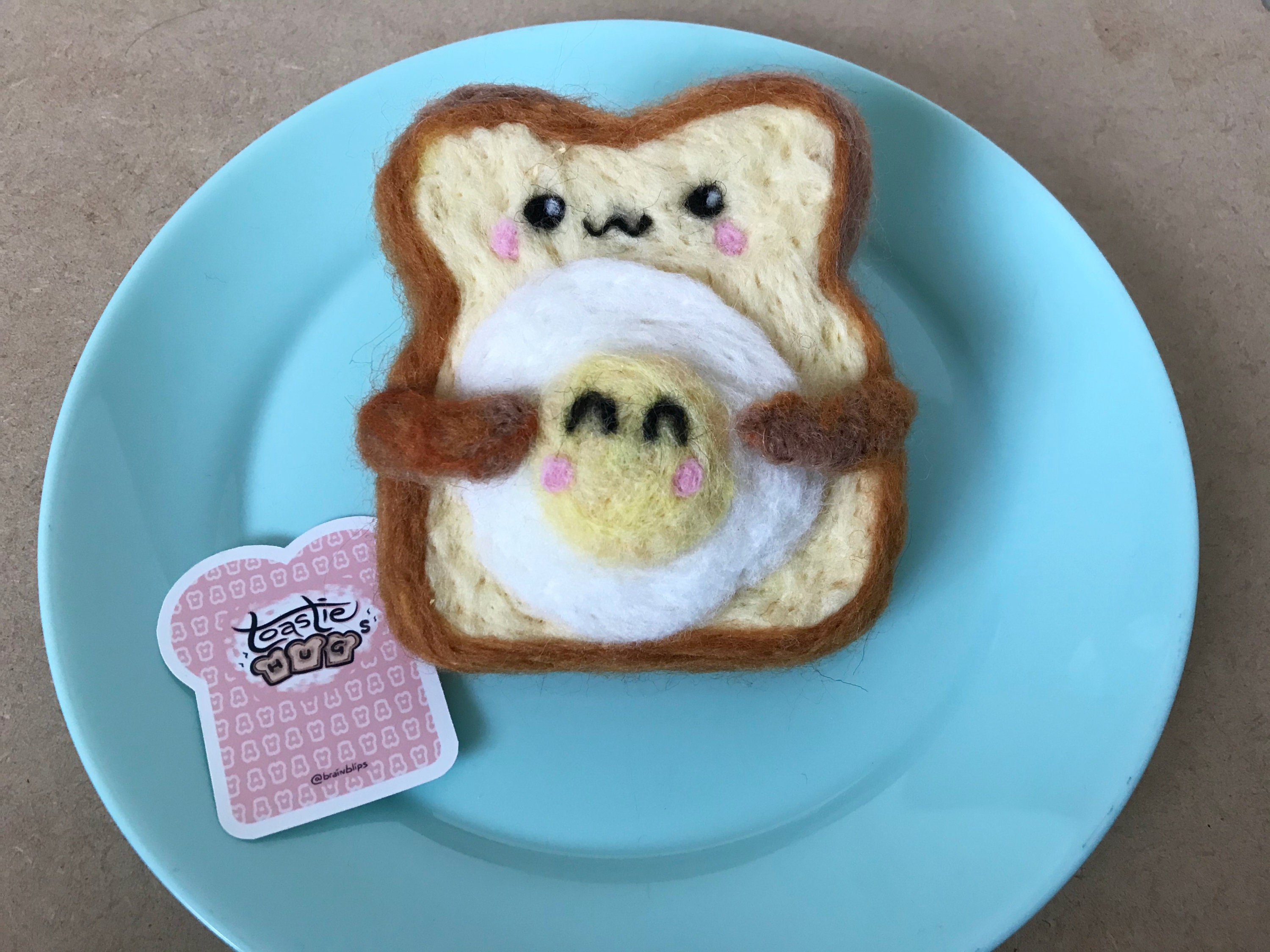 Needle Felted Toast Kawaii Gift for Valentine Brainblips Etsy UK