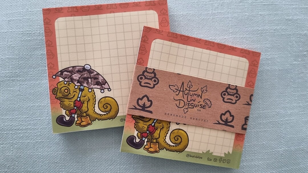 Happy Chameleon Notepad | Rainy Weather Stationary | Brainblips - Etsy