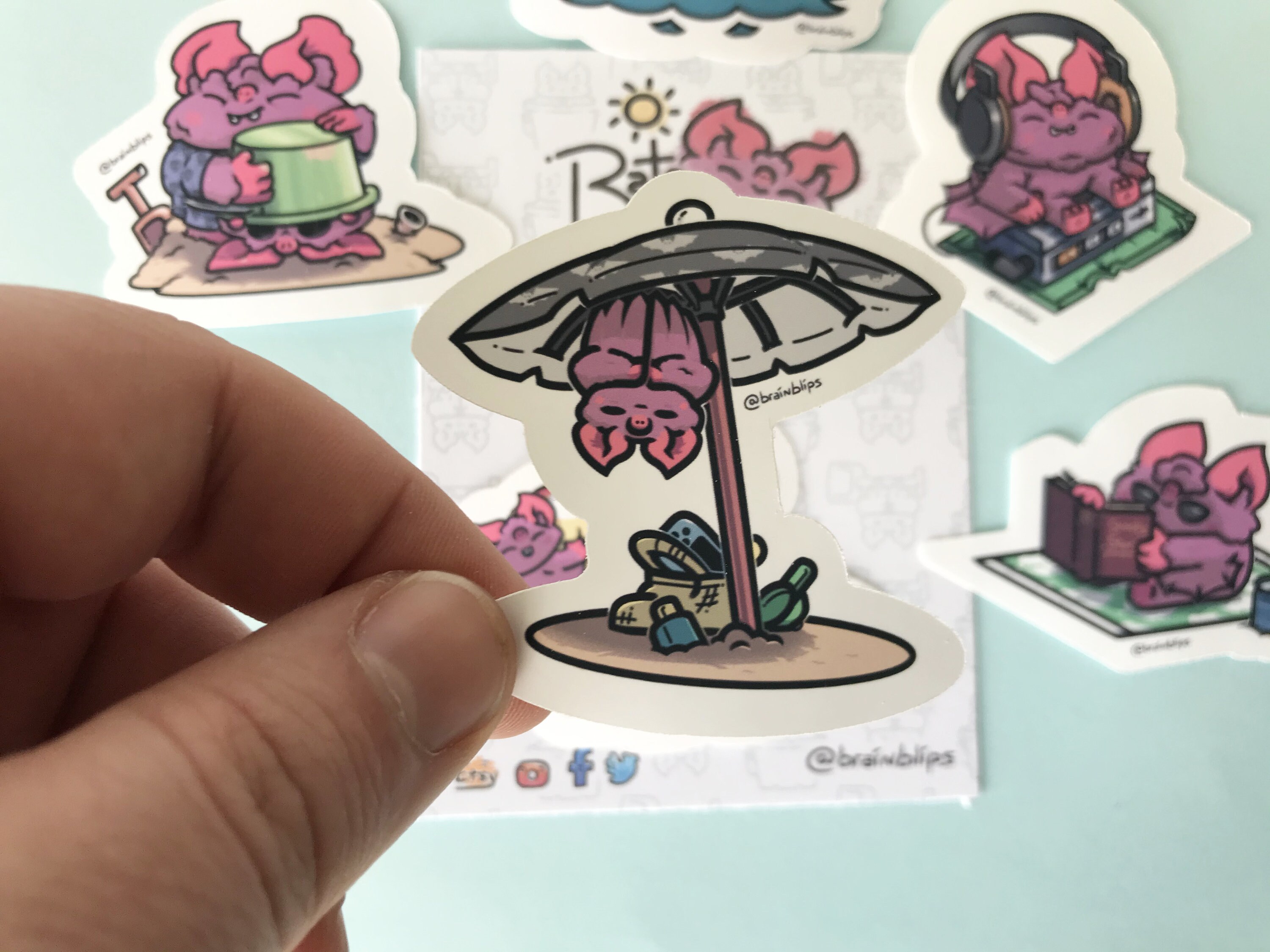 Bats at the Beach Stickers Summer Vacation Vinyls Brain Etsy