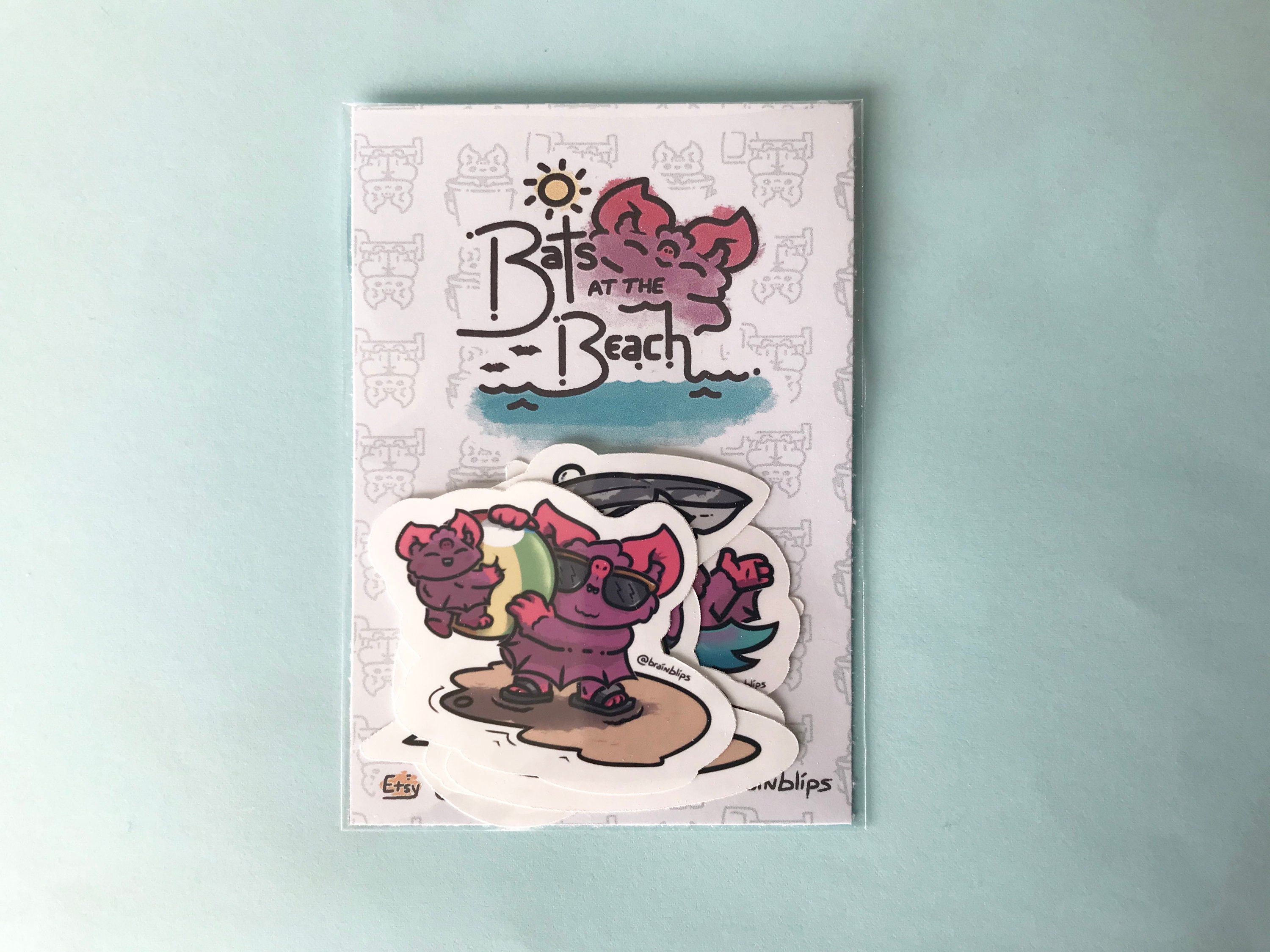Bats at the Beach Stickers Summer Vacation Vinyls Brain Etsy
