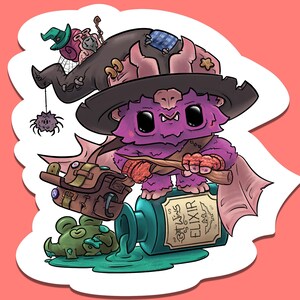 Naklejka Bat Wizard | Magiczna czarownica winylowa | Brain Blips