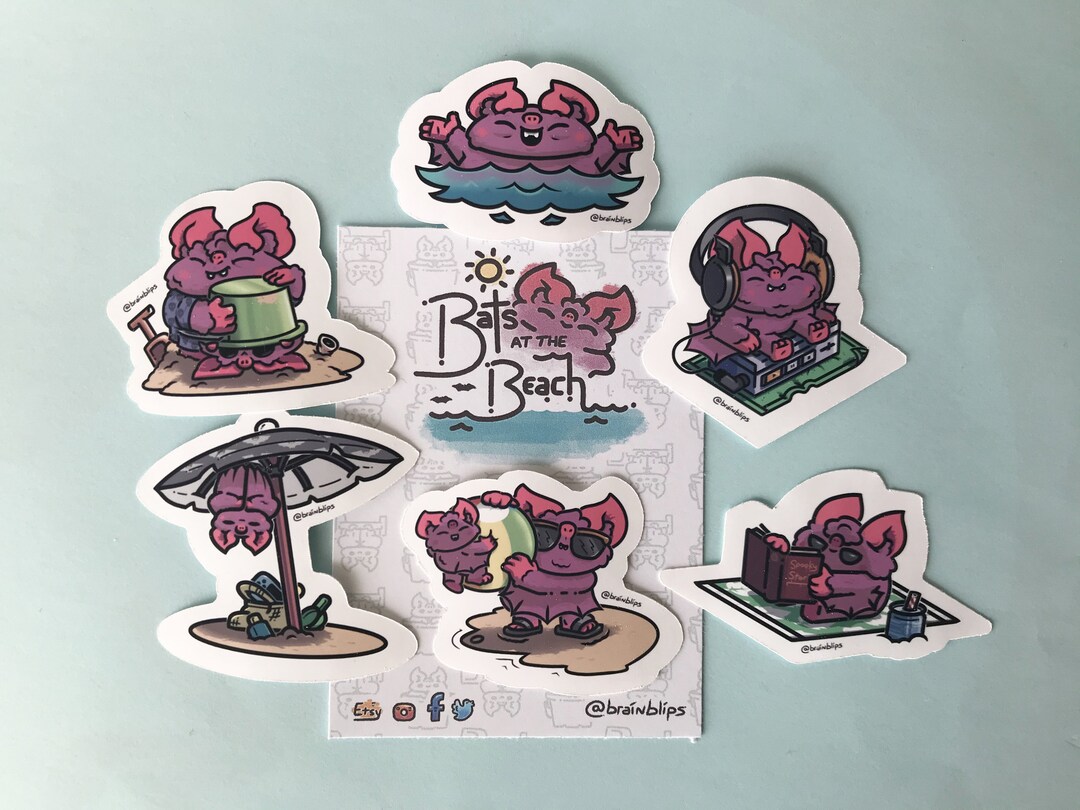 Bats at the Beach Stickers Summer Vacation Vinyls Brain Etsy