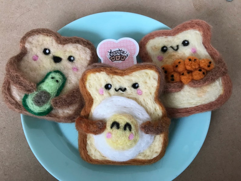 Needle Felted Toast Kawaii Gift for Valentine Brainblips Etsy UK