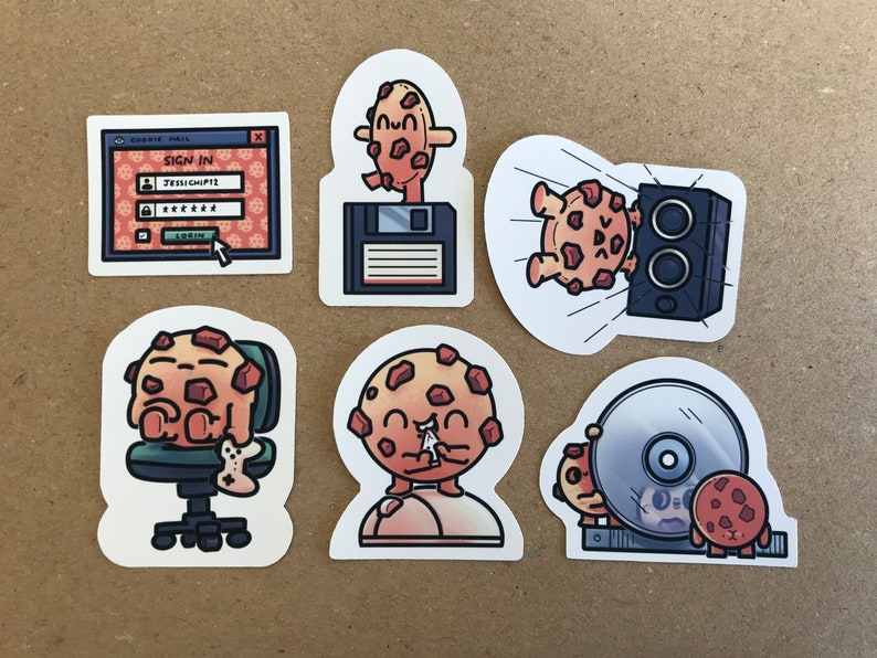 Chocolate Chip Cookie Stickers | Computer Cookies | Brainblips - Etsy UK