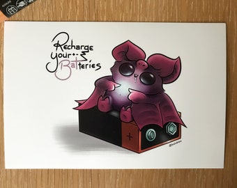 Cute Bat Wall Art | Recharge Print | BrainBlips
