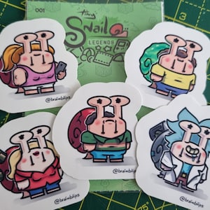 Rick dessin animé Sticker Pack | Autocollants de collection escargot | BrainBlips