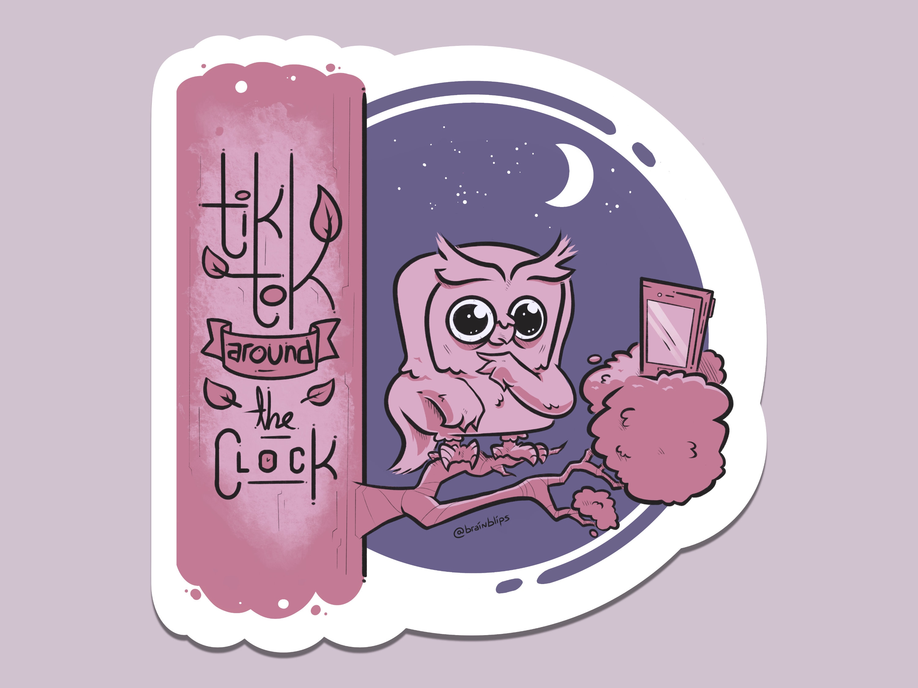 Tik-Tok Sticker | social media Owl Vinyl | BrainBlips
