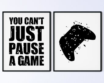 8x10" You can't just pause a game, "Playbox" Video Game Controller, Gaming Printable Wall Art Posters, Game Room Decor, DIGITAL DOWNLOAD