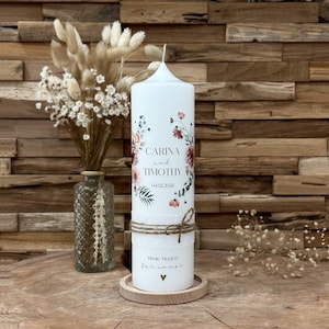 Wedding candle "Boho Wreath - Carina & Timothy"