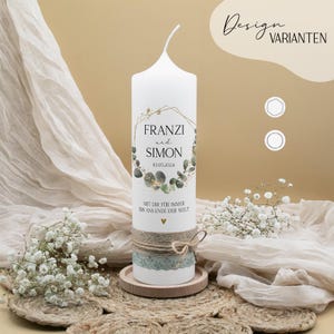 Wedding candle &quot;Eucalyptus Duo&quot; – wedding candle with eucalyptus | personalized | wedding candles with names & date