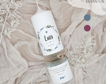 Vela bautismal "Corona Luis" | Vela bautismal personalizada con motivo de corona | Vela artesanal para bautizo | Regalo de bautizo