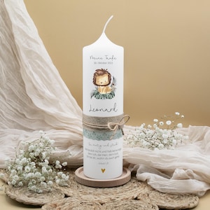 Baptismal candle &quot;Little Lion&quot; | Personalized candle with lion motif for baptism | Handmade & gift for boys and girls