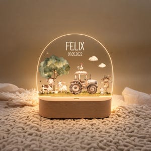 Personalisiertes Nachtlicht "FARMTIERE" | Akku LED Kinderlampe | Baby Geschenk und Geschenk zur Geburt | Für Jungen und Mädchen