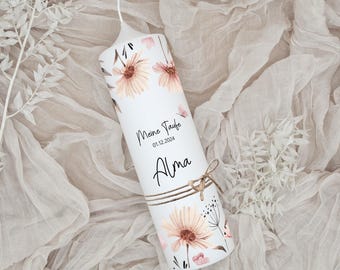 Christening candle "Alma Flowers" | Personalized christening candle with floral design | Handmade christening candle | Christening gift