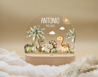 Personalized DINOS Night Light | LED Night Light with Name | Children's Lamp with Dinosaur Design | Gift for Boys