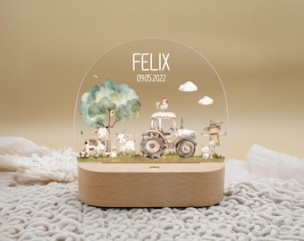 Gepersonaliseerd nachtlampje met boerderijdieren | LED-nachtlampje met naam | Kinderlamp met boerderijdierenmotief | Cadeau voor kinderen