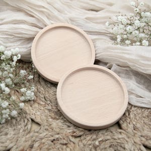 Beech candle plate | Round wooden candle holder suitable for baptism and wedding candles | Optional accessories for your personalized candle