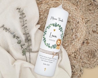 Candela da battesimo "Leone all'eucalipto" | Candela da battesimo personalizzata con eucalipto e leone | Candela da battesimo | Regalo per battesimo