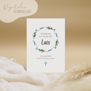 Uitnodigingskaart "Luiskrans" gepersonaliseerd aan 4 zijden | Doopuitnodiging | Doopuitnodiging | PDF om zelf af te drukken en digitaal te versturen