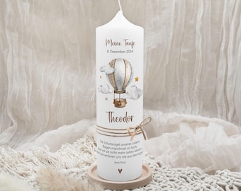 Christening candle "Hot air balloon Theodore" | Personalized christening candle with hot air balloon motif | Handmade candle for christening | Christening gift