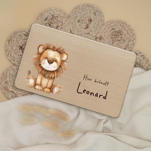 Personalized breakfast board &quot;Leonard the Lion&quot; | Children&#39;s board with name | Snack board with lion motif | Gift for boys