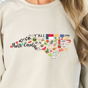 North Carolina State Sweatshirt, North Carolina Crewneck, Cute North Carolina Home State Sweatshirt, Home State Shirt, North Carolina Gift