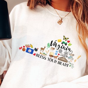 Virginia State Map Sweatshirt, Home State T-Shirt, Virginia Travel Gifts, Virginia Clothing, Virginia Souvenir, VA Lover Sweater