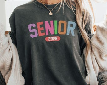 Retro Varsity Class of 2026 Comfort Colors Shirt, Graduation Celebration T-Shirt, Senior Gift Tee, Colorful Cute Grad Tshirt