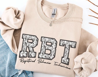 RBT Black Toile Chinoiserie Sweatshirt, Registered Behavior Technician Crewneck, Graduation Gift for RBT Behavior Therapy, RBT Therapist