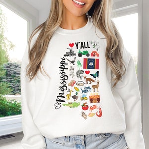 Mississippi State Sweatshirt, Mississippi Travel Gifts, Mississippi State Map Shirt, Mississippi Pride Clothing, Mississippi Souvenir
