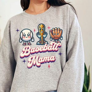 Cute Retro Baseball Mama Sweatshirt, Baseball Mom Sweatshirt, Baseball Shirt For Mom, Mothers Day Gift, Baseball Mom Sports Sweatshirt