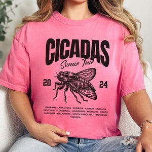 Cicada 2024 Summer Tour Comfort Colors Shirt, Funny Emergence Unisex Cicada T-shirt, Bug Humor Goblincore Insect Tee, Nature Lover Gift