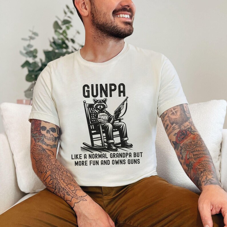 Funny Grandpa Shirt, Gunpa Definition T-shirt, Like A Normal Grandpa But More Fun And Owns Guns Tee, Gun Lover Gift, Gun Enthusiast Old Man Natural