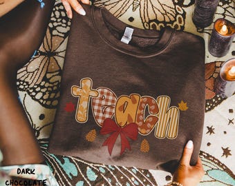 Cozy Fall Teacher Sweatshirt, Teacher Appreciation Gift, Pumpkin Sweater, Fall Coquette Crewneck for Teachers