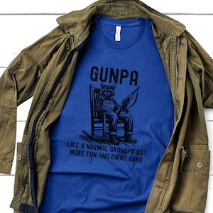 Funny Grandpa Shirt, Gunpa Definition T-shirt, Like A Normal Grandpa But More Fun And Owns Guns Tee, Gun Lover Gift, Gun Enthusiast Old Man Heather True Royal