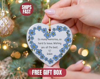 Custom Leaving Porcelain Ornament, Coworker Gift, Work Colleague Leaving Present, Personalised Work Colleague Gift, Goodbye Retirement