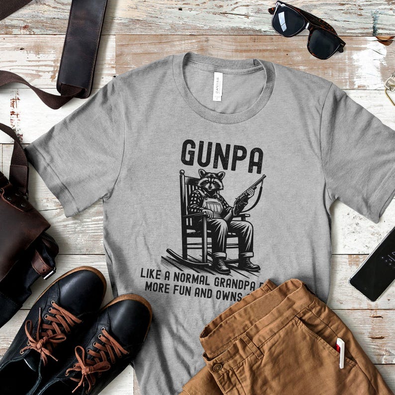 Funny Grandpa Shirt, Gunpa Definition T-shirt, Like A Normal Grandpa But More Fun And Owns Guns Tee, Gun Lover Gift, Gun Enthusiast Old Man Athletic Heather