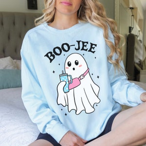 Boo-jee Halloween Ghost Comfort Colors Sweatshirt, Trendy Halloween Ghost Sweatshirt, Halloween Retro Ghost Comfort Colors, Boo Jee Shirt