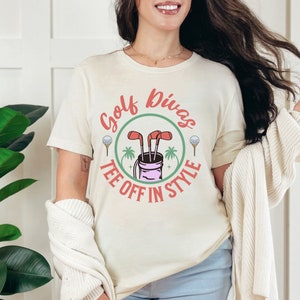 Golf Divas Tee Off In Style Shirt, Women Golf Lovers Tee, Golfing Shirt for Women, Golf Apparel, Golf Mom Shirt, Cute Golf Shirt