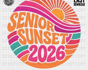 Senior Sunset 2026 PNG, Graduation Digital Download, High School Sunset, Sunset Clipart, Senior Trip, Class of 2026 Design