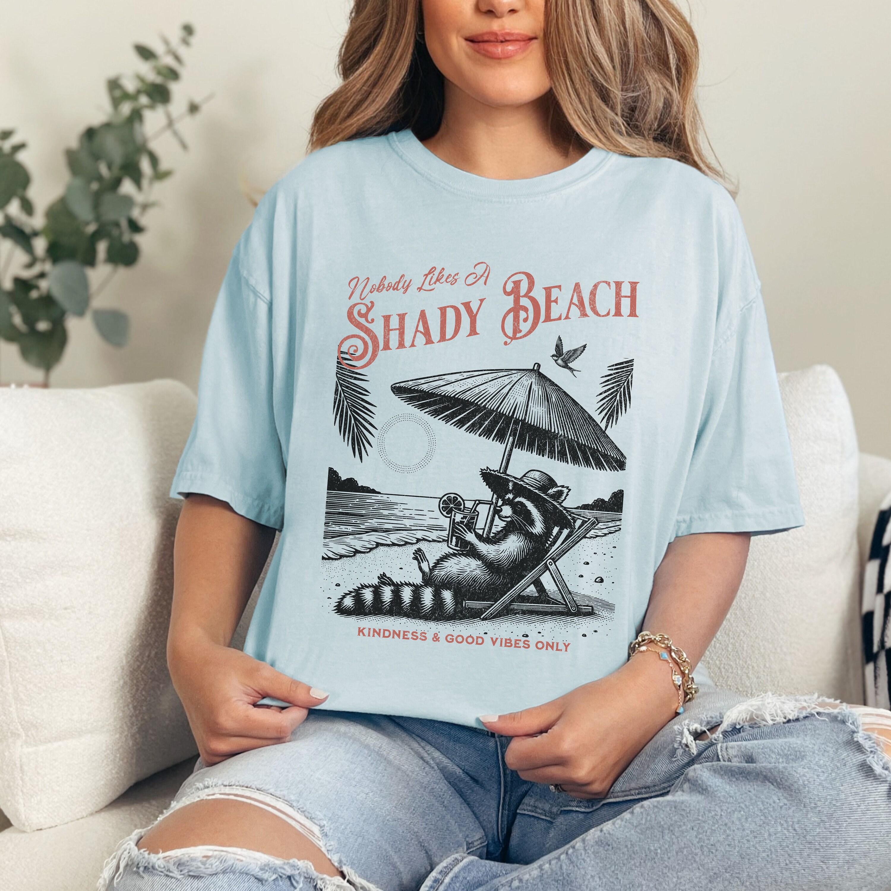 Shady Raccoon Funny Sarcastic Raccoon Shirt, Shady Beach Raccoon Comfort Colors Shirt ...