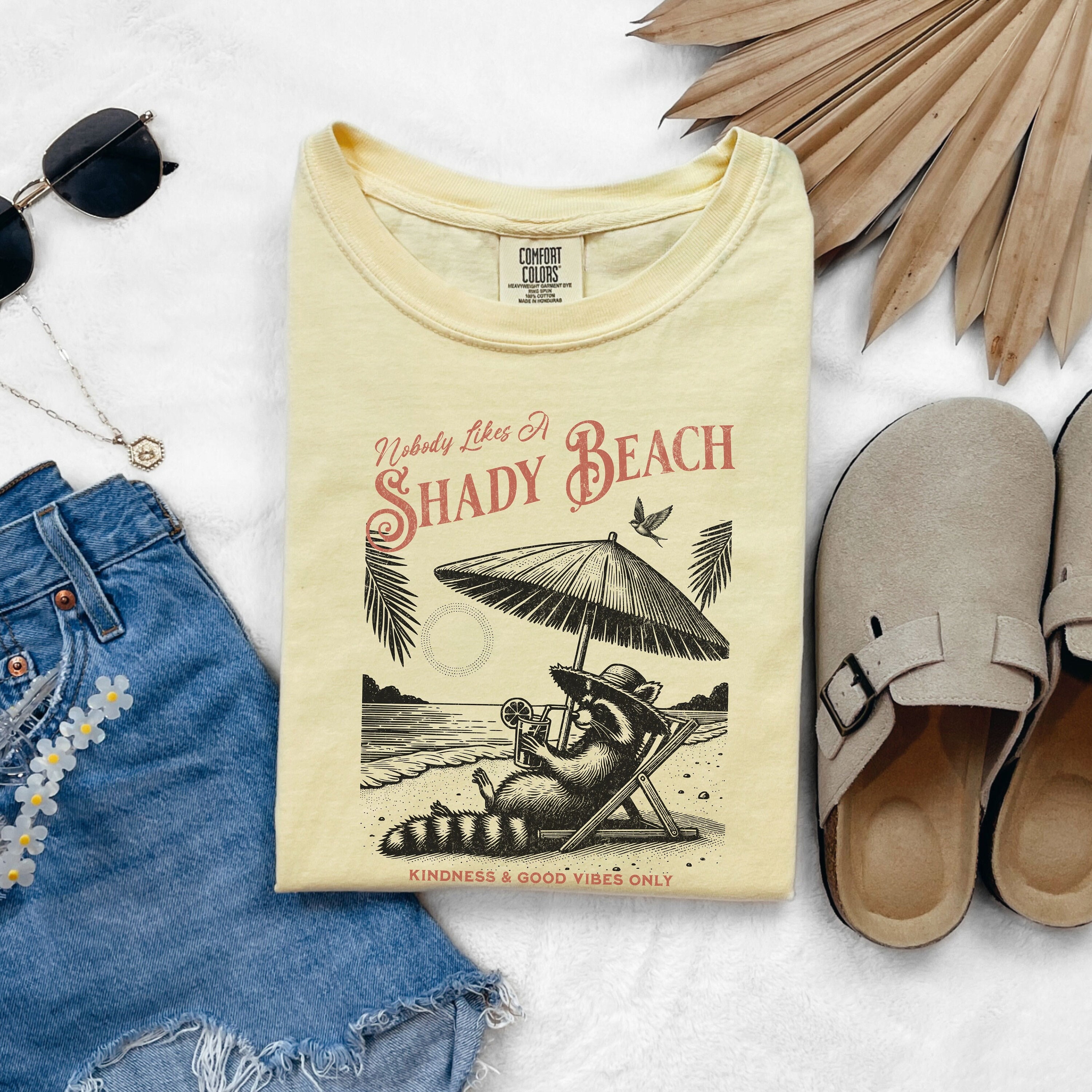 Shady Raccoon Funny Sarcastic Raccoon Shirt, Shady Beach Raccoon Comfort Colors Shirt ...
