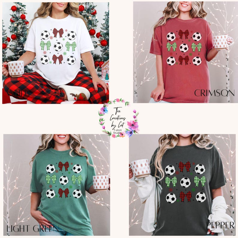 Soccer Buffalo Plaid Coquette Bow Christmas Comfort Colors Sweatshirt