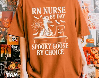 RN Nurse Halloween Comfort Colors Shirt, Spooky Nurse Tee, Registered Nurse Gift, Cute Halloween Shirt for Healthcare Workers