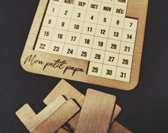 Casse tête et calendrier en bois - personnalisable avec un prénom ou un petit mot