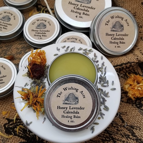 Organic Honey Lavender Calendula Healing Balm - Therapeutic Balm - Healing Wound Salve - Diaper Cream - Eczema/Psoriasis Healing Salve