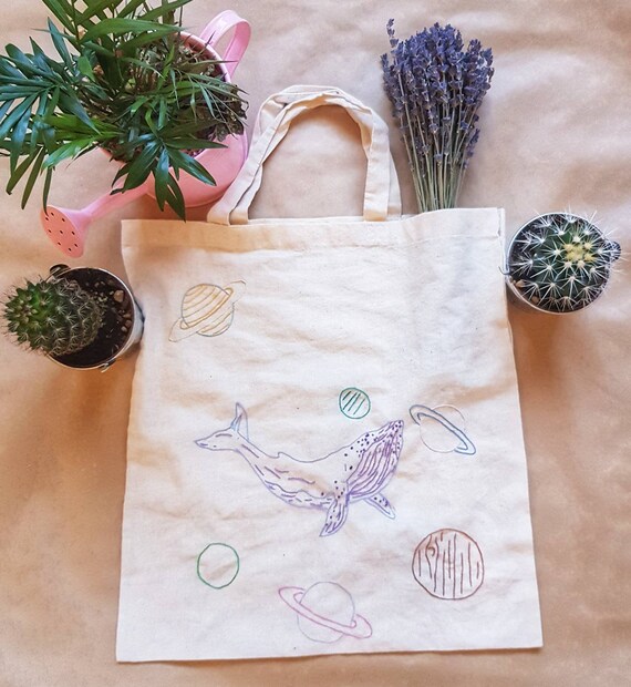 embroidered canvas tote bag