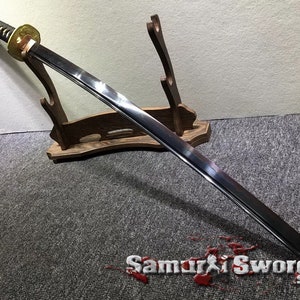 T10 Clay Tempered Steel Katana Samurai Sword, Full Tang Real Katana Blade with Red and Black Acid Dye, Buy Katana with Marble Pattern Saya image 2