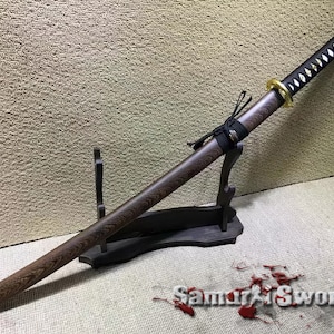T10 Clay Geharteten Stahl Katana Samurai Schwert Voller Tang Etsy