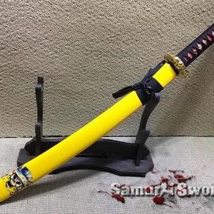 Samurai Wakizashi Sword with Pirate Inscription Saya, Wakizashi Sword with Brass Fittings, Shinken Wakizashi, Carbon Steel 1060 Wakizashi
